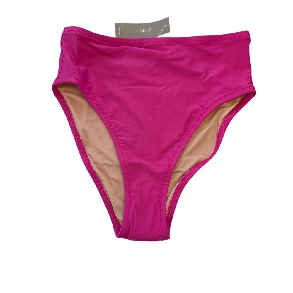 J. Crew High Rise Full Coverage Bikini Bottom Size XS Pink NWT $59 BM642